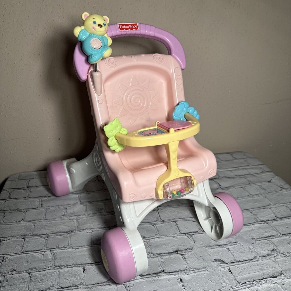 Fisher-Price Brilliant Basics Stroll Along Walker Toy Baby Doll Stroller TESTED - Picture 1 of 16